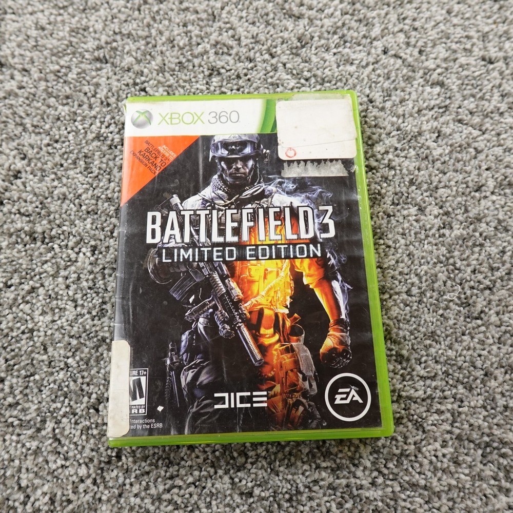 Battlefield 3 Limited Edition XBox 360 Game Disc‎ Case War Shooter Army Military